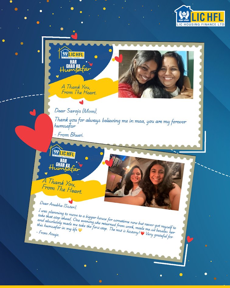LIC_HFL's tweet photo. Every home loan journey comes with its own challenges, milestones, and cherished companions.
These are some of the stories that touched our hearts.
Share yours through the link: https://t.co/IpAiJRaoqt
#LICHFL #FoundationDay #HarGharKaHumsafar #ThankYourHumsafar https://t.co/fPXQ63ZcUi