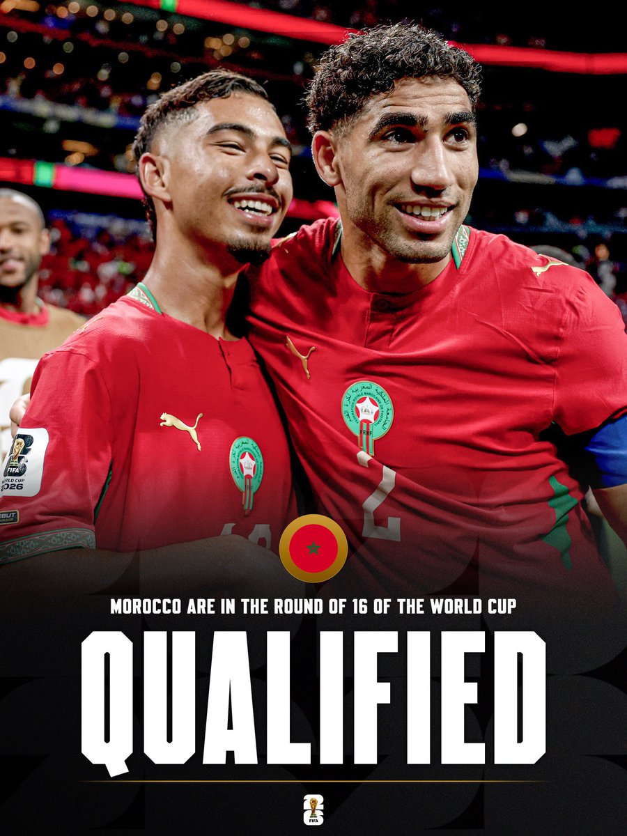 Sammytakes's tweet photo. MOROCCO ARE THROUGH TO THE ROUND OF 16!

The towel thieves knock out the Netherlands on penalties to book their place in the next round, where they’ll face Canada. 
A huge opportunity now awaits. Morocco have every chance of reaching the quarter-finals and continuing Africa’s impressive representation on football’s biggest stage.

What a tournament they’re having.