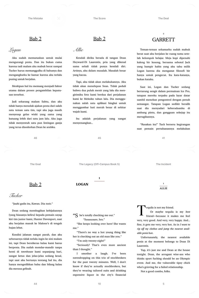 yourfewcher's tweet photo. WTS EBOOK NOVEL SERIES
☆ Off Campus - Elle Kennedy

Full Bahasa Inggris &amp; Terjemahan Indo Buku 1-5

The Deal
The Mistake
The Score
The Goal
The Legacy

Free Bonus Scene: 
☆ Pact &amp; Incident 

PDF EPUB Kindle | wtb jual, ada punya cari jasa mau e-book indonesia version e book tbr https://t.co/wzZJQO5GAu