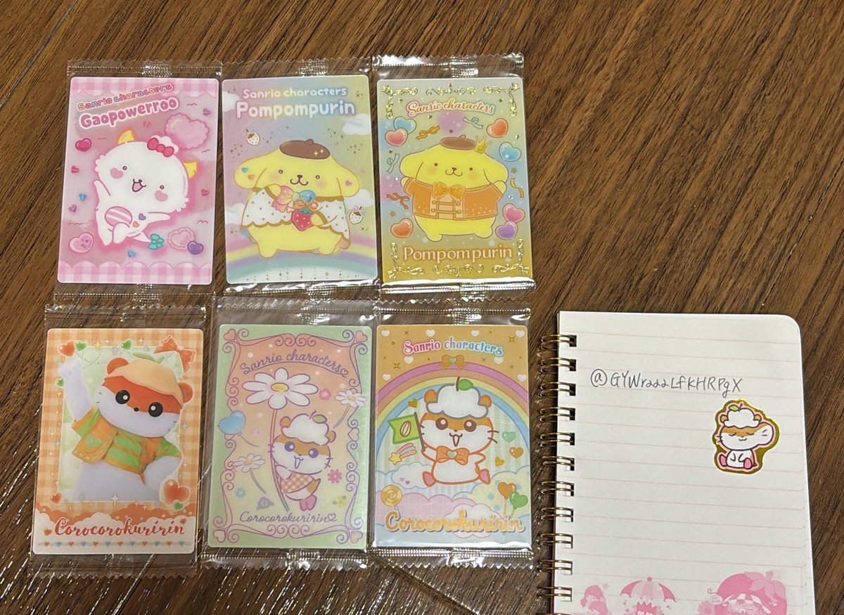 GYWraaaLfkHRPgX's tweet photo. 【交換】サンリオ ウエハース カード

譲/画像参照（ポムポムプリン、がおぱわるう）
求/異種コロコロクリリンまたは買取+送料　一枚110円

郵送希望です！
よろしくお願い致します⭐️ https://t.co/E7MENwqCaT