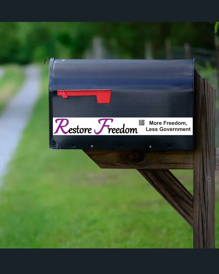 RestoreFreedomK's tweet photo. Want to jazz up your mailbox? Spruce it up with More Freedom, Less Government! Buy the 3x24" magnet for only $16.99 including shipping! Get yours today at https://t.co/fMhcRZyMhL https://t.co/PCua3iW6WO https://t.co/4pQqxkt8xB