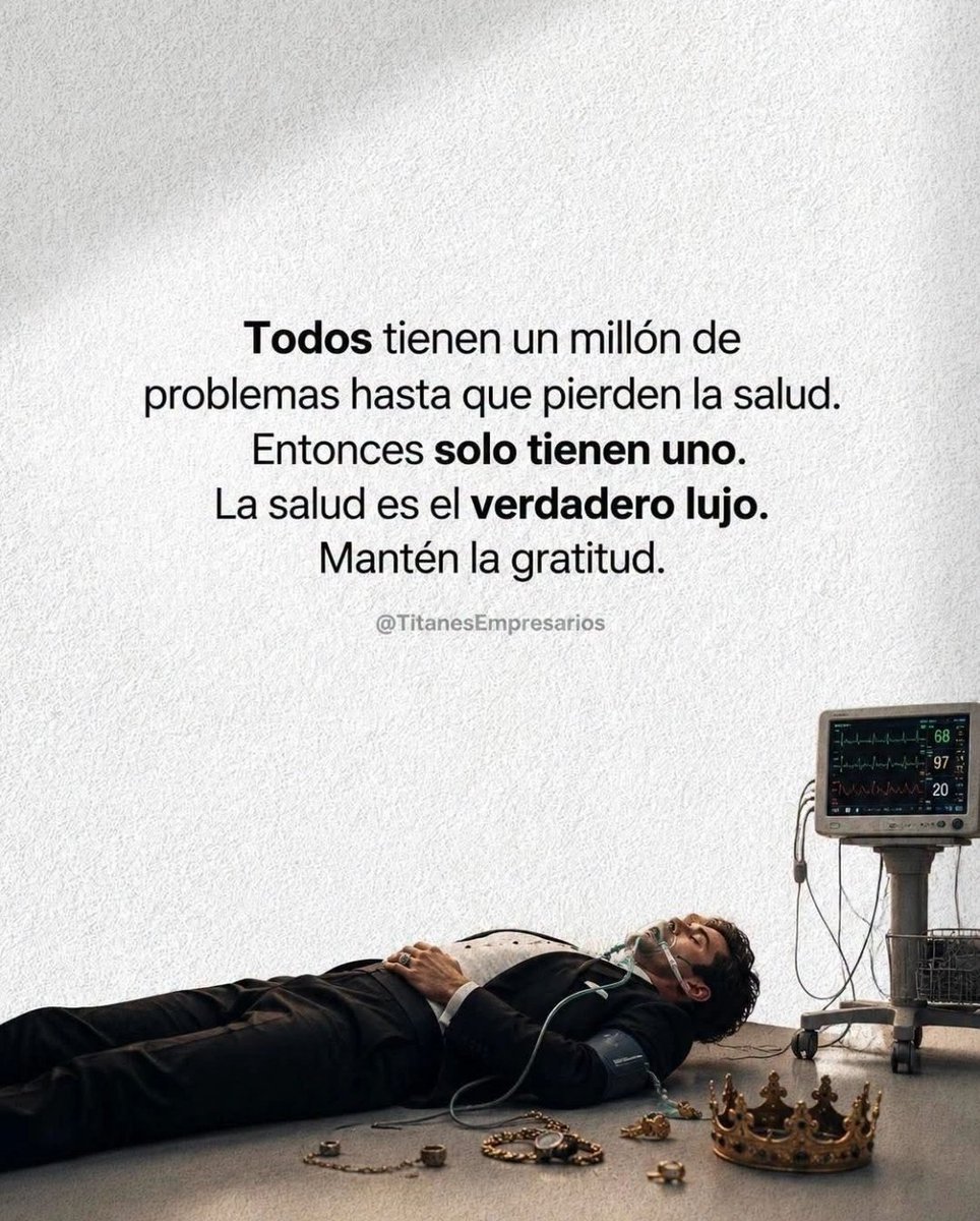 amunevar10's tweet photo. El mayor tesoro que posees es tu propia salud. Es el activo más valioso que hay. A veces crecemos pensando que el verdadero lujo consiste en comprar cosas costosas o vestir marcas exclusivas la realidad es otra, es nuestra SALUD. https://t.co/YQmYvXylg7