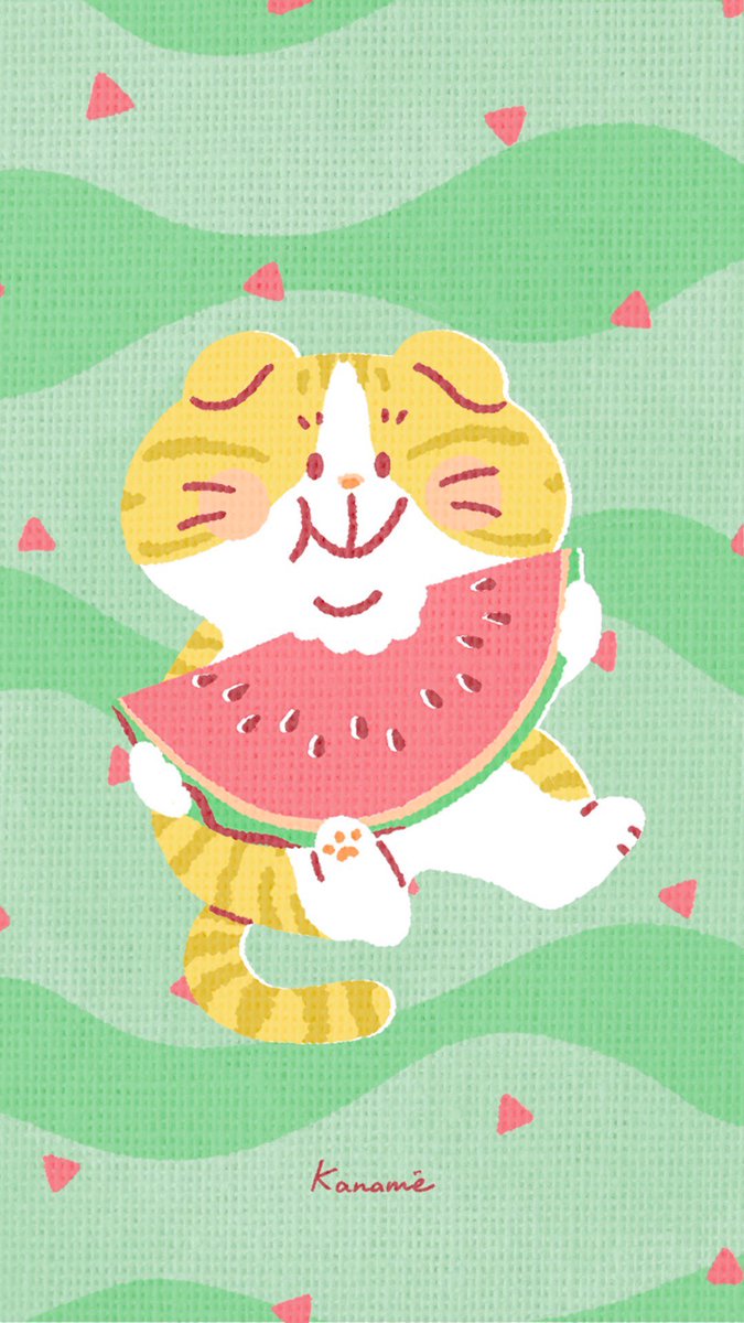 illust_kaname's tweet photo. 7月の壁紙配布スタート！

スイカが食べたくなる季節がやってきましたね🍉
スマホも夏仕様に着替えましょ〜♪

(編集されてるのを見つけたら即中断します、著作権の放棄はしておりません。)
#壁紙配布 #かながわめぐみ #ヨクネルコ https://t.co/3IULVNJWDJ