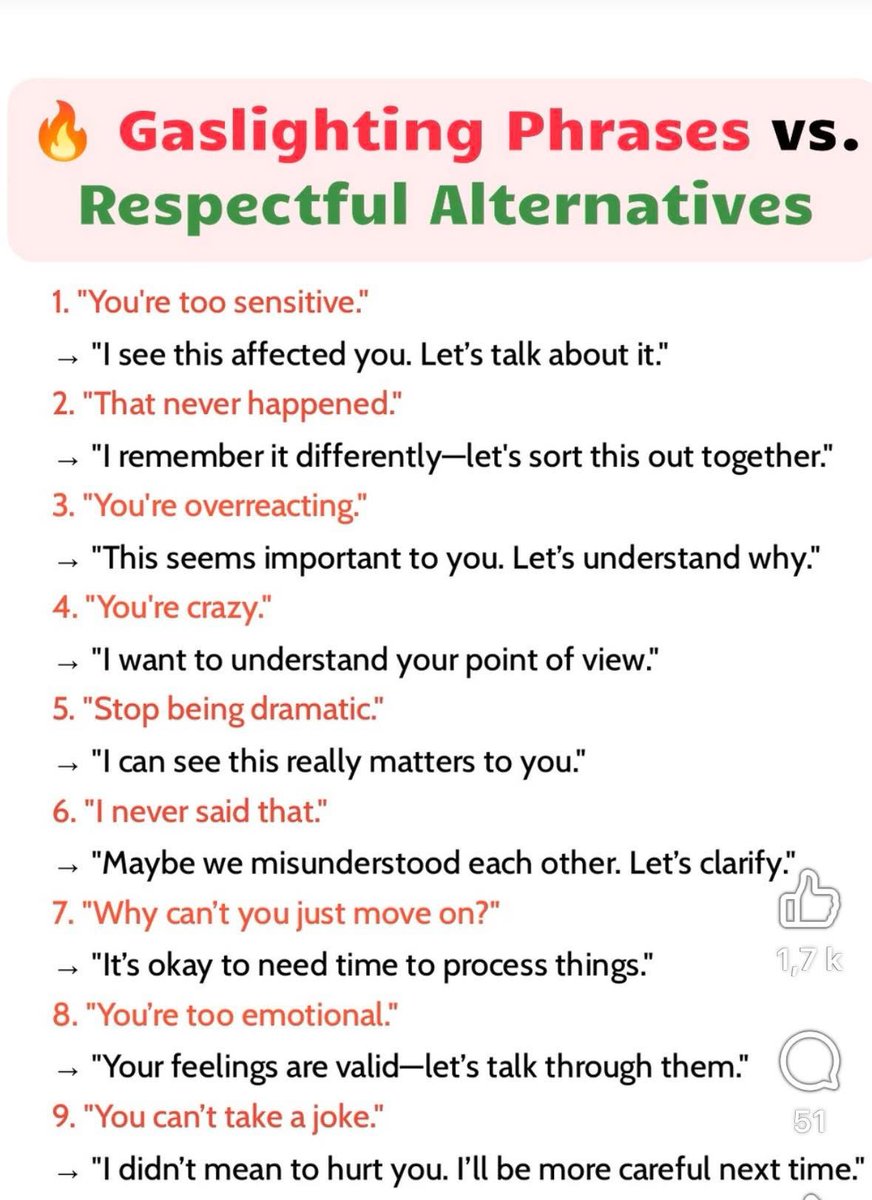 ntravers's tweet photo. Gaslighting vs Respectful 
#tuesdaythougths #eft #marriage #couples #relationship #attachment #anxiety https://t.co/VJbSaUsx0F