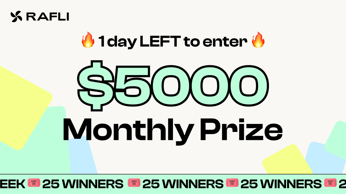 rafli_win's tweet photo. Without further ado...only 1 day left to win a share of $5000 🔥👀 

👉 https://t.co/Y0lEbFU8jj https://t.co/PPksO0x0qZ
