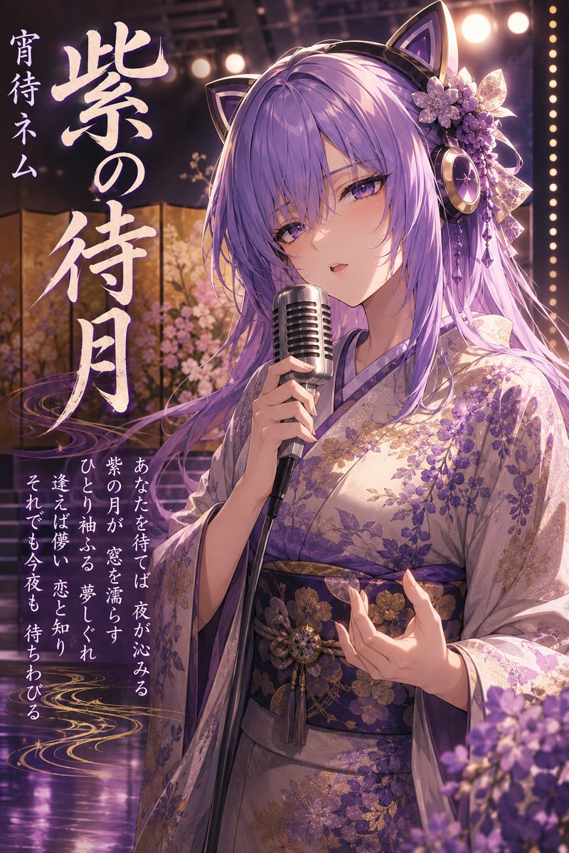 yoimachinem's tweet photo. #ネムトクプロンプト
（ネムの誰得プロンプト）

それっぽい歌詞付きポスターをガチャれるプロンプトです。リプ欄。

改変自由、タグ使用自由。

キャラクター画像添付+上部ユーザ指定欄。歌手名以外は完全ガチャでもおk

バラード系は歌詞の出方のデザインがシンプルになりやすいからあんま面白くないかもしれぬ🤔