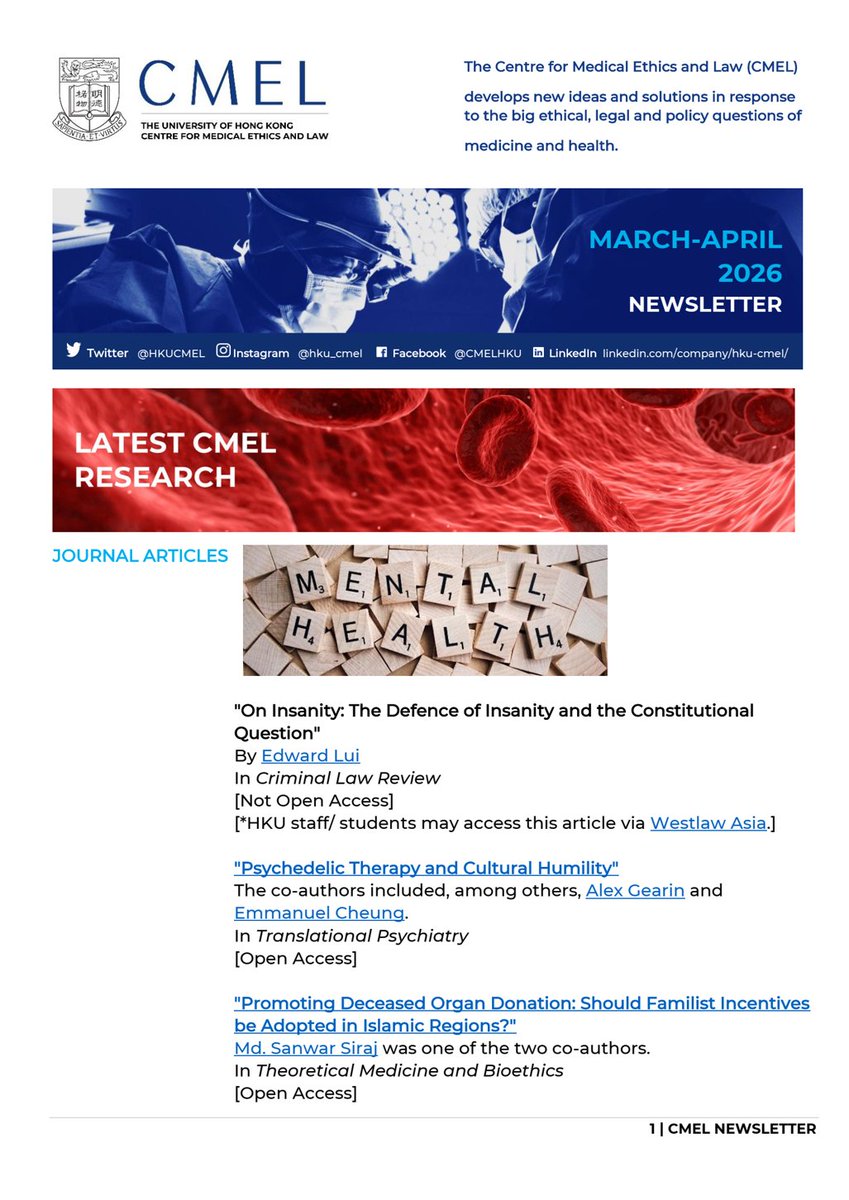 HKUCMEL's tweet photo. Medical law &amp; ethics updates in our latest newsletter: https://t.co/Xk8nyiJQj4

#medicalnegligence #informedconsent #mentalhealth #criminaldefence #organdonation #endoflifecare #healthdata #medicalethics #medicallaw
 
@HkuLaw @hkumed @hku_mehu https://t.co/H7uGc0JhgX