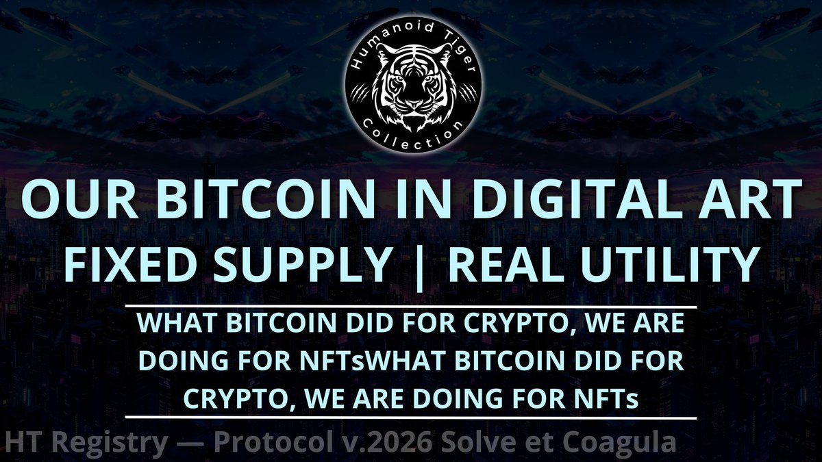 humanoidtiger's tweet photo. OUR “BITCOIN IN DIGITAL ART”:

→ Absolutely fixed supply
→ Real utility from day one
→ Decades-long commitment, not hype cycles
→ Public and fully committed founders

🧵🪡
_____________
#NFTs #NFTProject #NFTCollection #Bitcoin #cryptocurrency #CryptoNews #Ethereum #altcoins  #Solana #NFT
