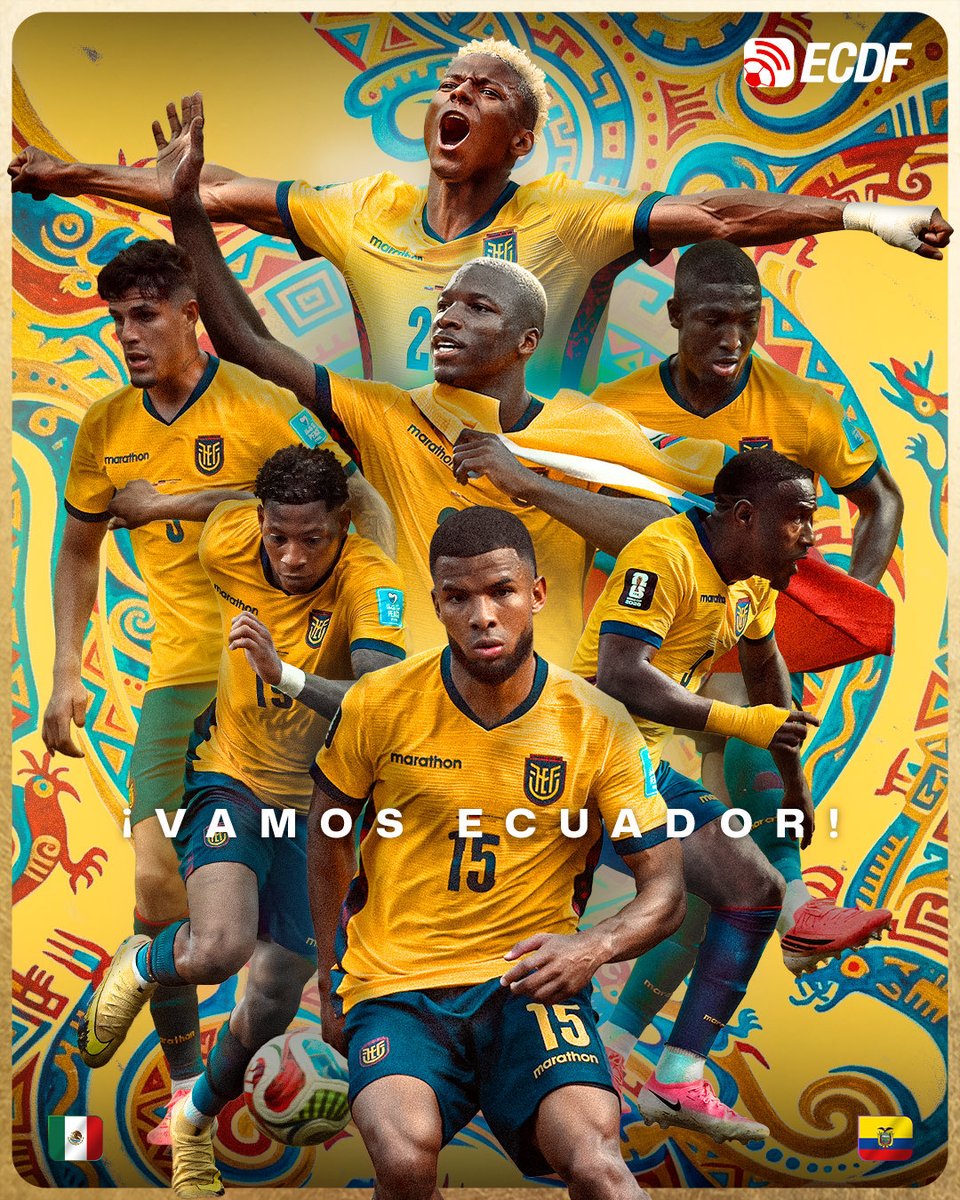 ElCanalDFutbol's tweet photo. 🇪🇨 ¡TODO UN PAÍS UNIDO POR UN MISMO SUEÑO! 💛💙❤️

La Selección de Ecuador se enfrenta a México por un lugar en los octavos de final.

🏟️ Estadio Azteca
🕗 20H00 (hora de Ecuador)

Es momento de dejarlo todo en la cancha. ¡Vamos, La Tri! 💪😎 https://t.co/PI0IeF1SYA