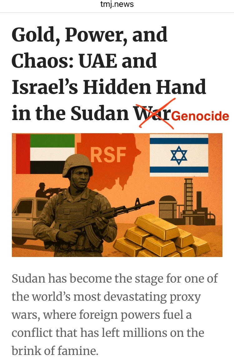DeepRedGal's tweet photo. @LuiYaakov @EldarMamedov4 Sure, Yaakov. Will the land of fake Semites, 🇮🇱, recognise the genocide of Palestinians too? How about your genocide in Sudan? https://t.co/1vPSEC66gh