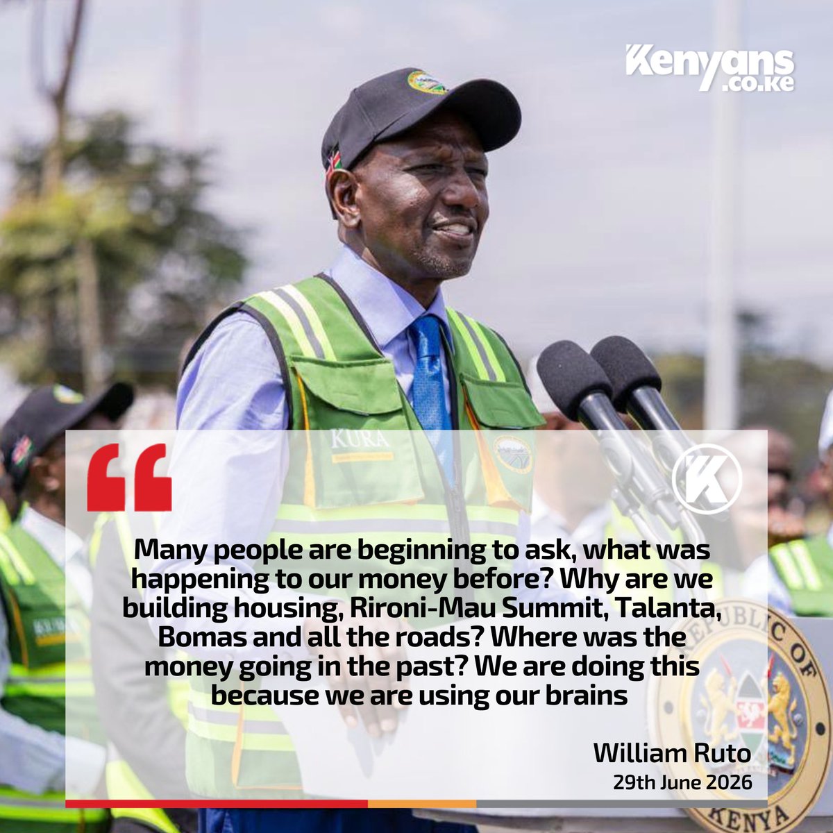 Kenyans's tweet photo. Many people are beginning to ask, what was happening to our money before? We are doing this because we are using our brains - President Ruto https://t.co/LKwicMdkdc