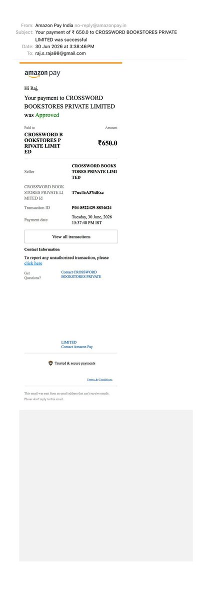 RAJ20101998's tweet photo. @crossword_book Worst Online Service Ever. Payment Successfull, Money Deducted but Order is not confirmed. I want refund ASAP. @jagograhakjago https://t.co/XVWhOZRnhE