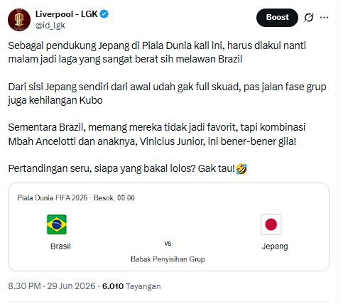 id_lgk's tweet photo. Sebagai orang yang dukung Jepang di Piala Dunia ini gw kaget ternyata banyak yang gak suka/keganggu ya dengan banyaknya orang dukung Jepang, katanya banyak yg mendewa-dewakan Jepang

Kalo dari gw sih dukung artinya ya jagoin mereka setiap match di Piala Dunia, kalau di Eropa gw jagoin Norway, di benua lain juga pasti ada pegangan yang lagi disenangi

Dukung Jepang ya sebatas dukung aja, gw suka dukung tim non unggulan kalo di turnamen kaya begini sama halnya gw dukung Norwegia

Gausah dibikin drama, gw aja semalem preview Brazil vs Jepang mengamini kalo itu jadi laga yg berat