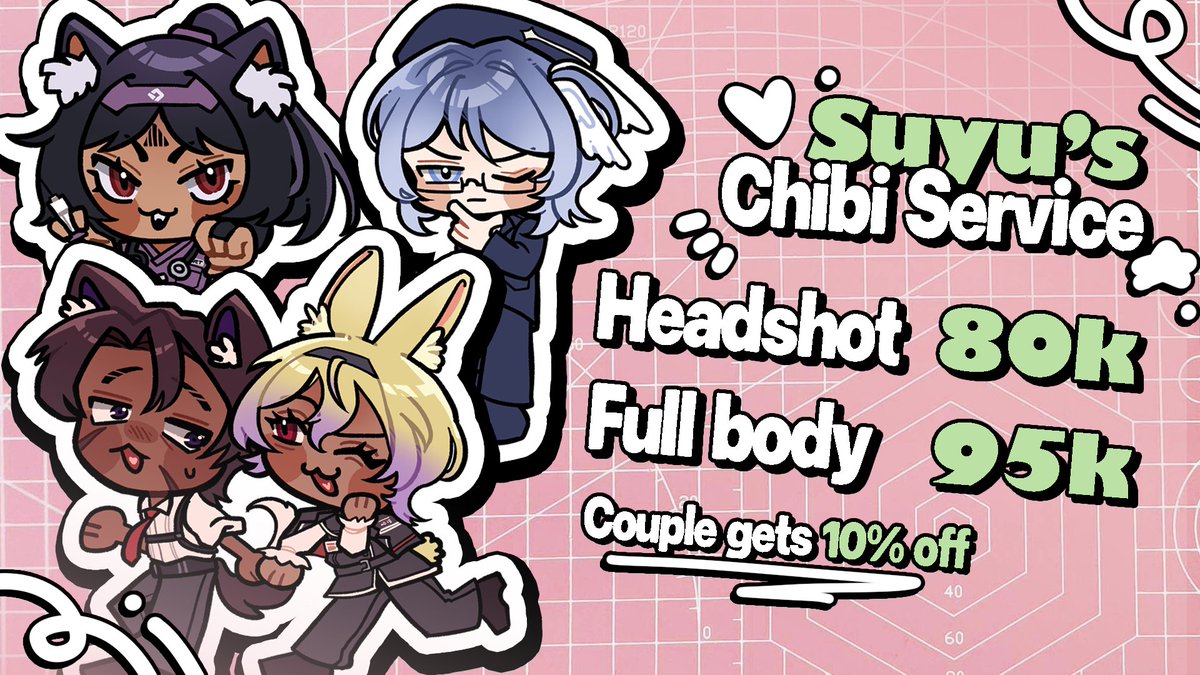 TSOEYU's tweet photo. [RT =🩷] 

Here's the complete list of my local services! DM me here or on Discord (flatsulensi) to claim a slot! Don't hesitate to reach out to me for any questions too~ 

(Please reply/mention me after a DM!) 

#commission  #commissionopen #vtuber #rigging #Live2D https://t.co/T0zYjBiO3B