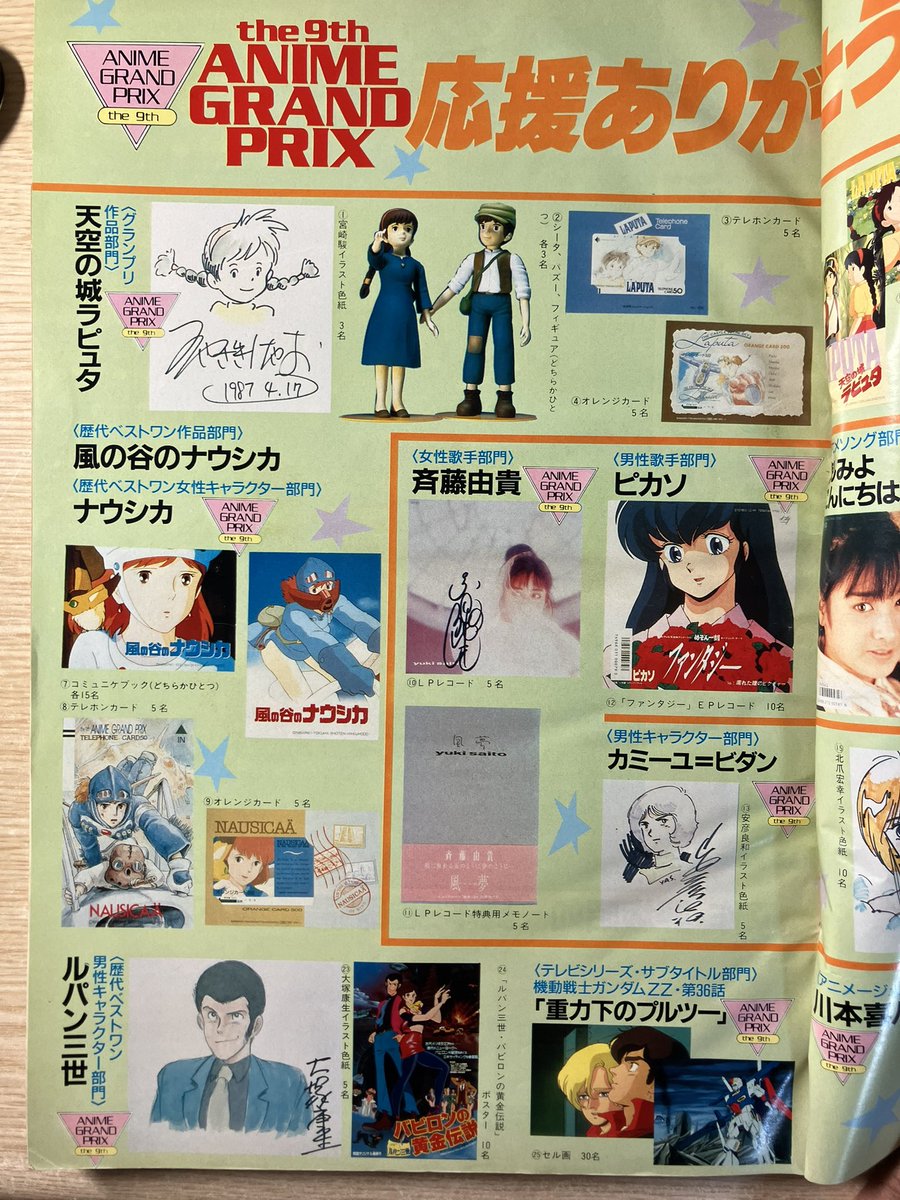 yshr_collect's tweet photo. 懸賞豪華だなあ。アニメージュ1987年6月号より。 https://t.co/v7BEvkdrKA
