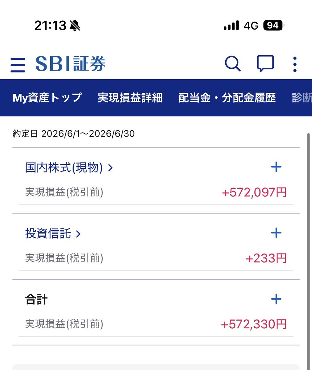FIRE60028219's tweet photo. 6月の投資成績です😊🔰

日本株 ＋572,097円
米国株 −227,286円
投資信託＋233円
合計 ＋300,044円

運が良かっただけですが 奇跡的にプラスでした😱💰✨👼🌈 https://t.co/nWkvYXzuwk