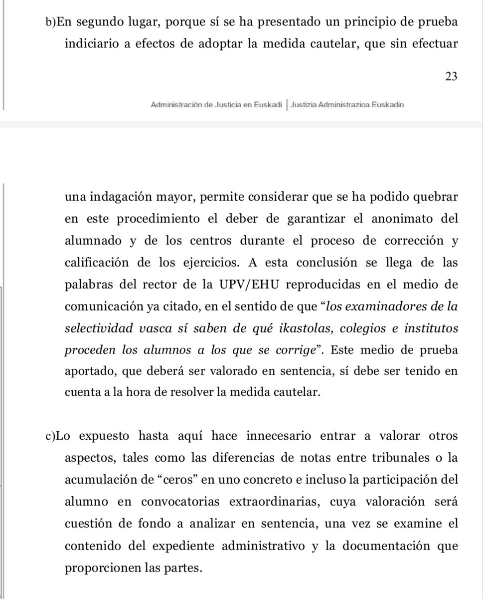 koldo_tellitu's tweet photo. ES UN ESCANDALO, la prueba que decanta la concesión de la medida cautelar por el juez, NO ES UN PRINCIPIO DE PRUEBA INDICIARIO, simplemente es una prueba que no se ajusta a lo manifestado por el rector, es un prueba inexistente, que el Juez no se ha molestado en corroborar(1/2)🧵 https://t.co/vauGyAgzKo