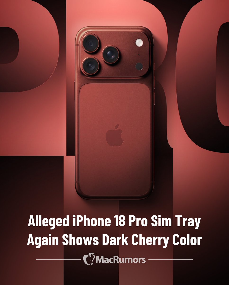 MacRumors's tweet photo. Alleged iPhone 18 Pro Sim Tray Again Shows Dark Cherry Color https://t.co/5H5b5N9RJY https://t.co/7LtD503OFj
