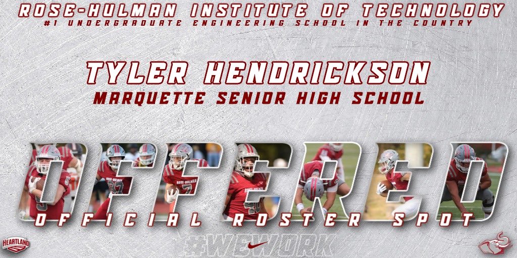 Tylerhendri1's tweet photo. After a great conversation with @CoachSkibba, I’m blessed and honored to receive an offer from Rose-Hulman Institute of Technology! Thank you to Coach Skibba and the entire coaching staff for this opportunity! https://t.co/lSfiZbCpyo