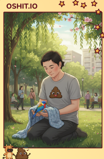 TexiF168's tweet photo. Someone knelt down and gently covered a wet little bird with their coat. The new leaves and willow branches swayed in the wind during spring. Peach blossoms were in full bloom. Such small acts of kindness made this season even more gentle.#OSHIT #GiveASHIT @oshitio https://t.co/HhyZelWYpz