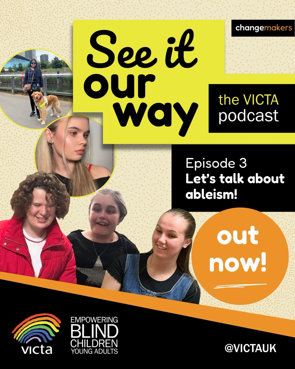 VICTAUK's tweet photo. Let's talk about ableism and vision impairment! Episode 3 of See it our way: the VICTA podcast is out now! Listen on Spotify , Amazon Music, Apple Podcasts and the @VICTAUK YouTube channel. 
https://t.co/DXlvTkFynL

#Podcast #DisabilityPodcast #Ableism #SocialMediaDay https://t.co/8kpv6ukJyd