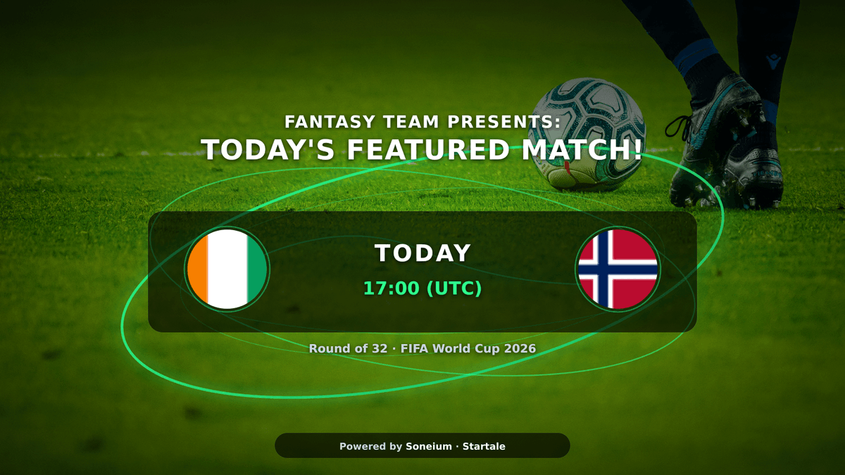 fantasyteamio's tweet photo. NEXT UP: IVORY COAST vs NORWAY! ⚽🔥
🇨🇮 vs 🇳🇴 — Round of 32, FIFA World Cup 2026. Knockout football. No second chances.
FantasyTeam predictions are locking in — who's your captain for this one?
#WorldCup2026 #FantasyTeam #Football #Soneium #Startale #IvoryCoast https://t.co/rvnKxIYf0w