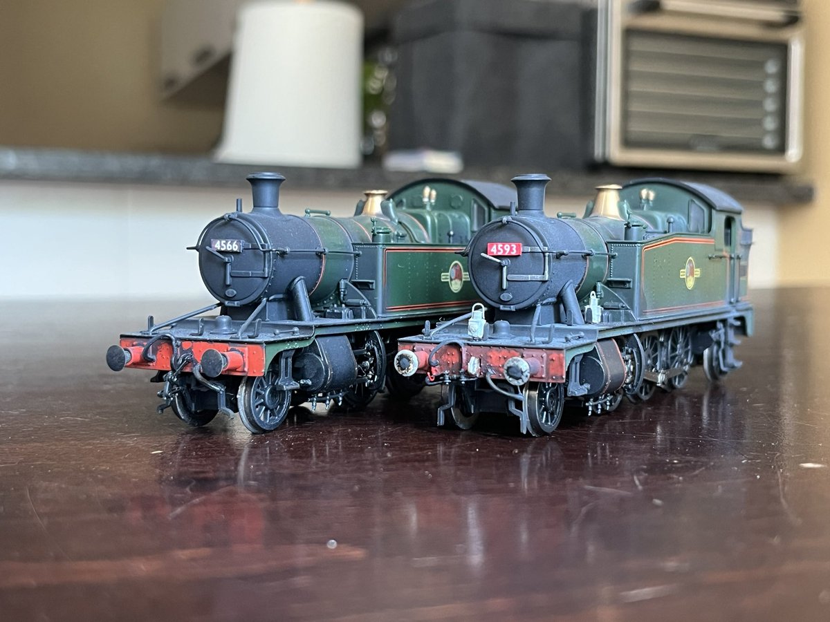 modrail's tweet photo. All for sale 

90£ for 4593

75£ for 4566 

120£ for 4134 

4593 has a custom firebox flicker fitted, only works on DCC tho

All are DC/Silent and weathered, all have a crew fitted! 

Trading for LNER stock as always

Prices are excluding shipping https://t.co/cwaHS7bZL8