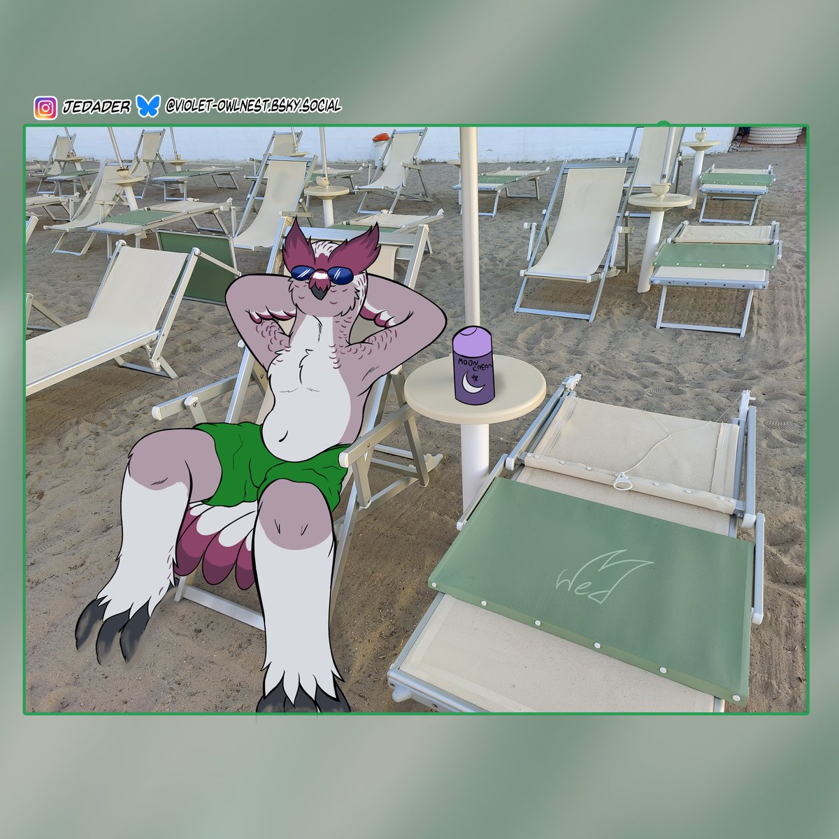 Jedader's tweet photo. Some summer shenanigans with my owl , "enjoy" this insanely hot summer 

#Summer2026 #furryartㅤㅤㅤ #jedtheowl https://t.co/8SefiaxvJq