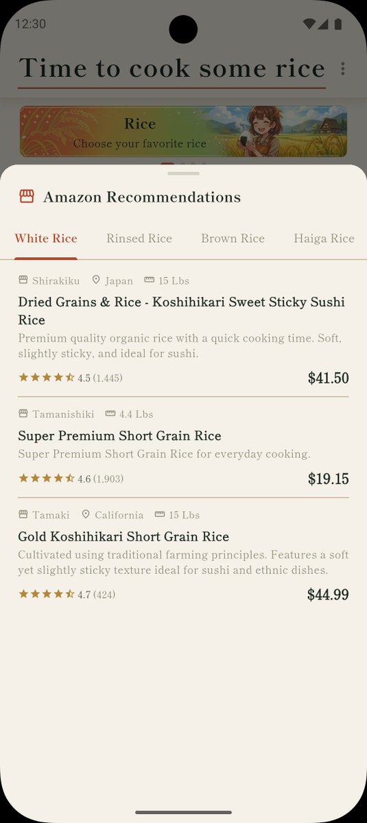 ricetimerapp's tweet photo. 🍚 Rice Timer v1.2.0 is here!

🎬 How-to video in the tutorial
🛒 Amazon product picks, new UI
📱 Optimized screen orientation

Cook perfect rice in a pot — give it a try!

#RiceTimer #cooking https://t.co/WUUGDUJ0q6