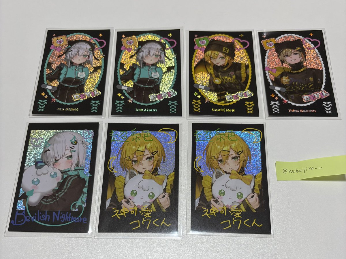 nekojiro__'s tweet photo. にじさんじ Devilish Nightmare ランダムチェキ風カード 交換・譲渡・買取

【譲】画像1枚目

【求】画像2枚目or定価

関西手渡し

1枚〜歓迎です◎
検索からでもお気軽にお声掛けください🙂 https://t.co/Yt85hkdaV1