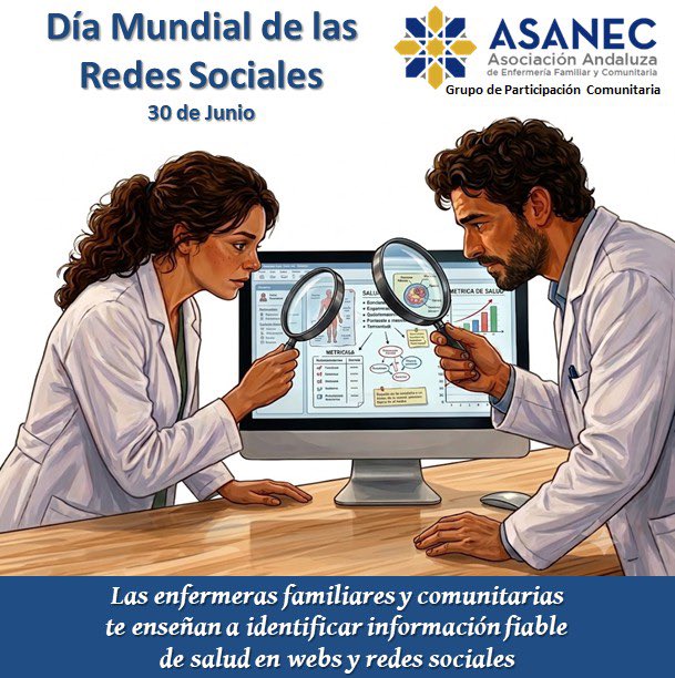 asanec's tweet photo. 📌#30junio #DíaInternacionaldelasRedesSociales
📱 Las #EFYC acercamos  a la población información rigurosa, actualizada y basada en la evidencia científica, promoviendo hábitos saludables y ayudando a tomar decisiones informadas sobre la salud.
#SaludDigital #StopBulos https://t.co/Nf0QpFlANm