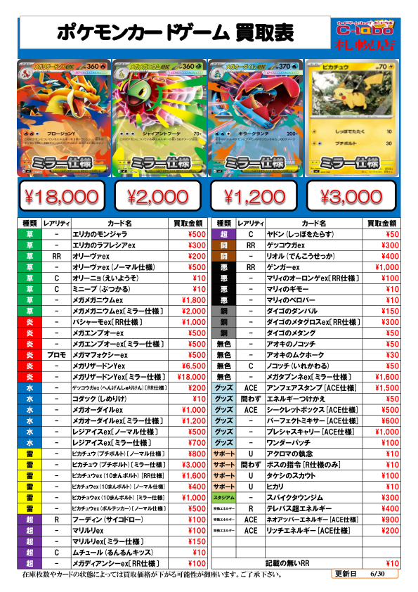 ポケモンカードゲーム 買取情報】 『デッキパーツ』 現在の買取表です