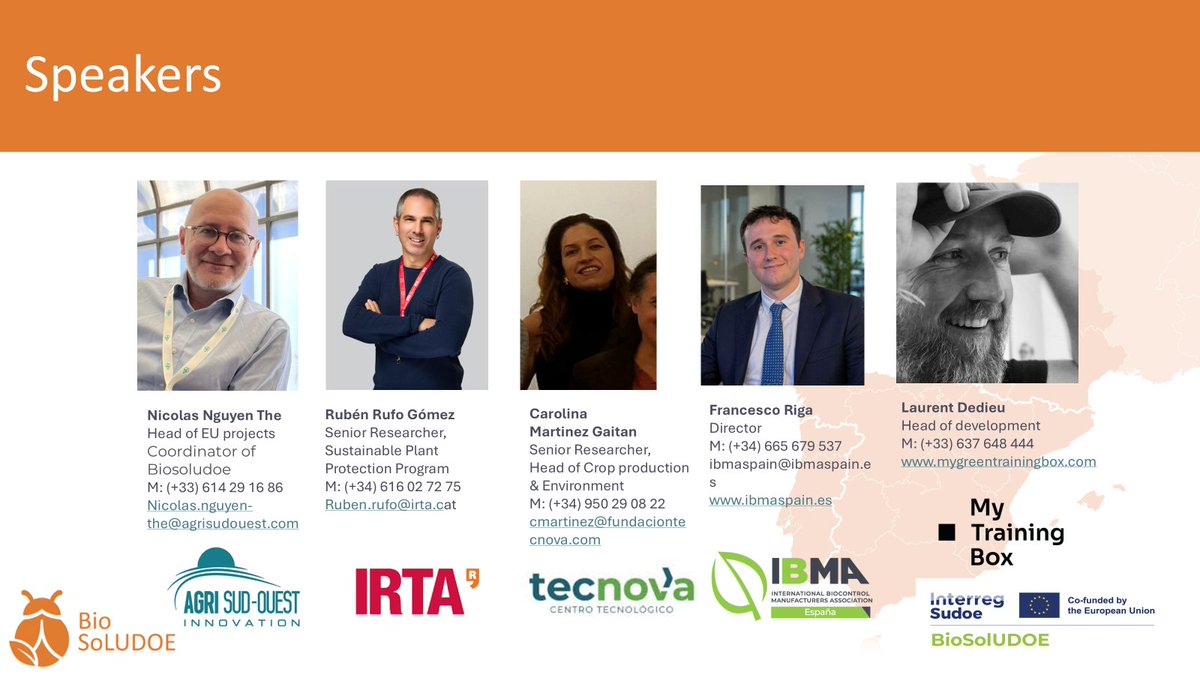 ibmaspain's tweet photo. 🌱🇪🇺  El pasado 9 de junio, IBMA España participó, junto a los socios del proyecto europeo BiosolUDOE - Interreg Sudoe, en una sesión sobre el manejo integrado de plagas
Si no pudiste asistir en directo, ahora puedes verla aquí: https://t.co/M8AFZpDmTY https://t.co/9cyvZi2Jga