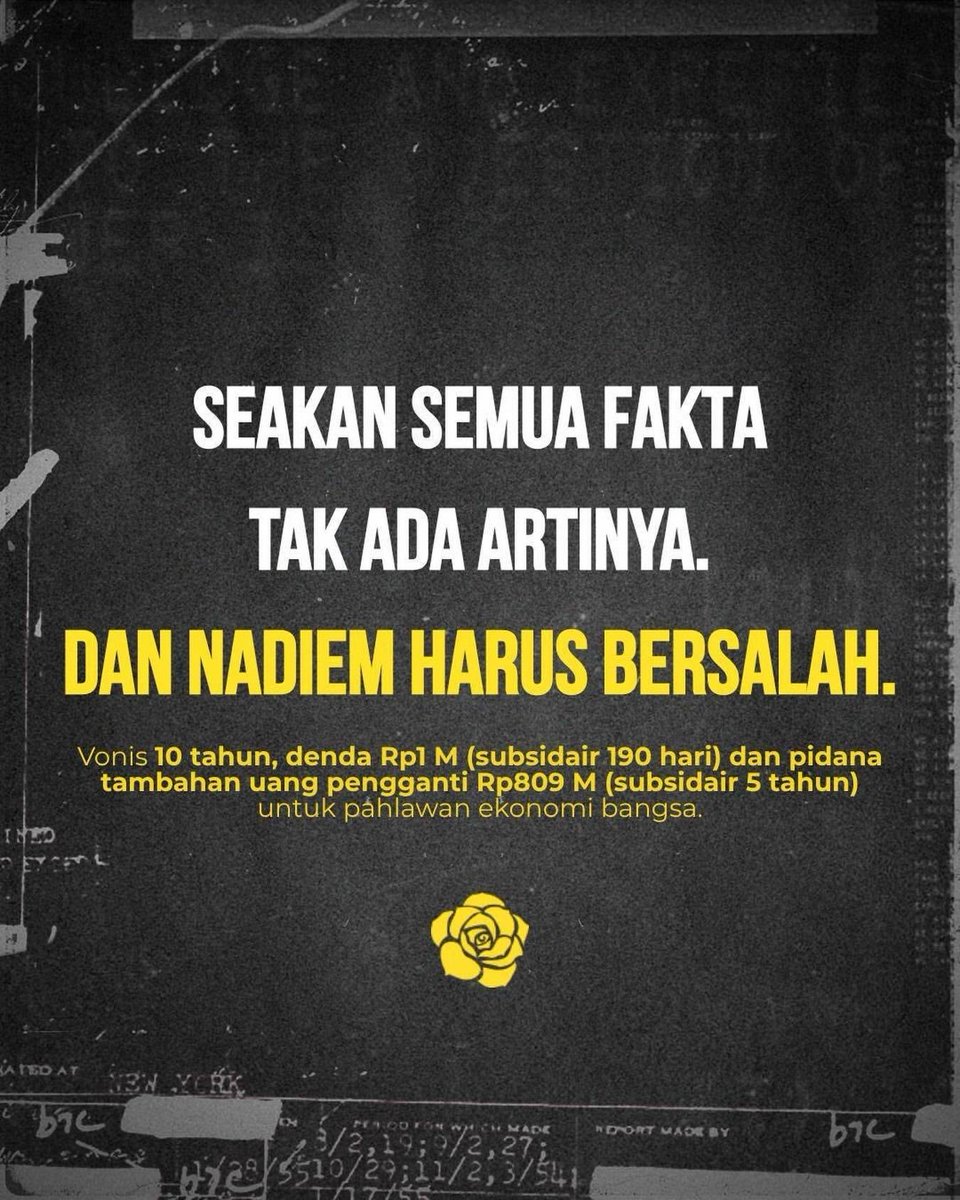 _pandangsudut's tweet photo. Pernyataan kuasa hukum Nadiem Makarim usai pembacaan putusan majelis hakim PN Tipikor Jakpus:

Fakta dibaca terbalik dan dipengaruhi asumsi, sehingga seakan semua kebenaran yang sudah diangkat tak ada artinya.

Haruskah kita merelakan hilangnya kepastian hukum di negeri ini, dan menerima keputusan yang tidak adil? 

- Tim Penasihat Hukum Nadiem Makarim