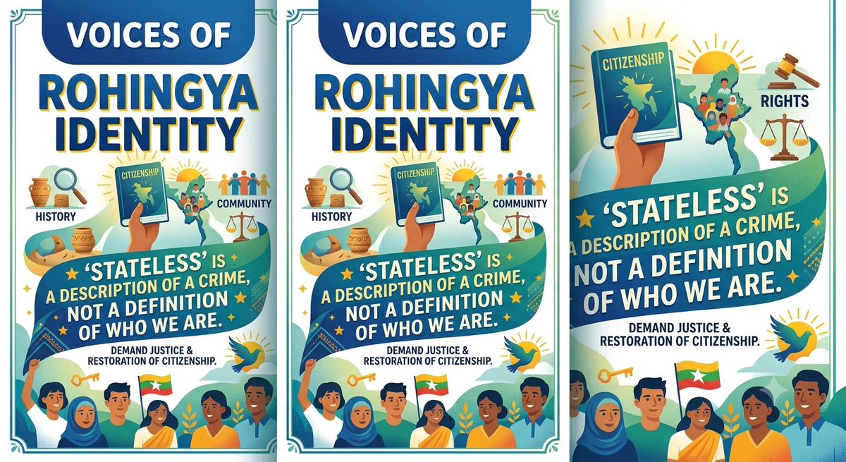 rsmimi15's tweet photo. “Stateless” ! describes a crime against the Rohingya not their identity. Their history is real. Hold the perpetrators accountable, not the victims.stop using this word mentioning. https://t.co/mGGkPEEeRj