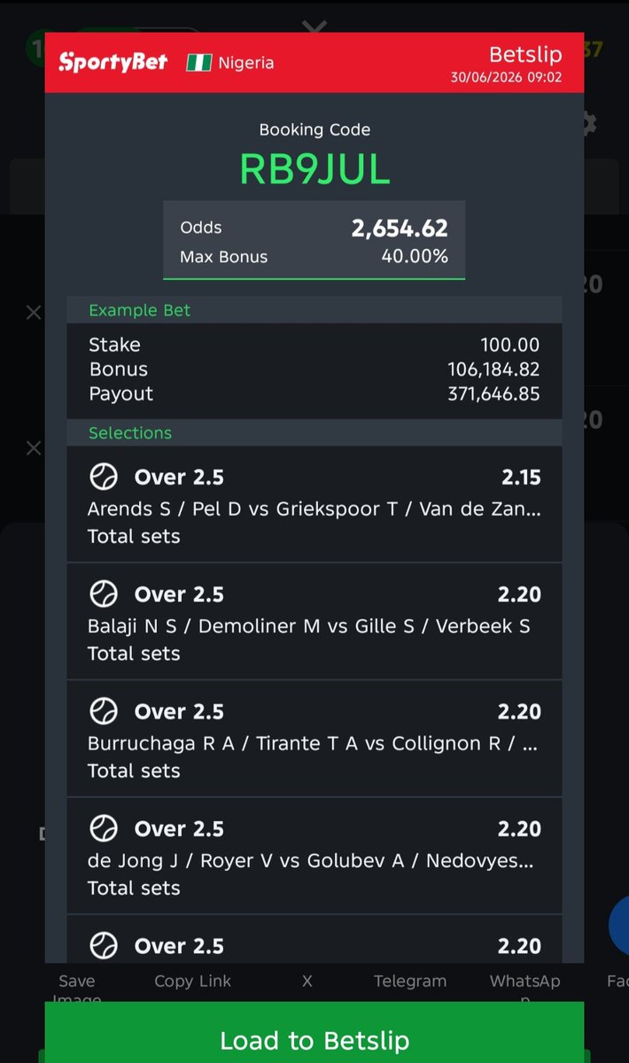 Bigdream_100's tweet photo. 2.6k odds on 🎾🎾
Edit,flex and💥
 or you can ignore 🙏✌
RB9JUL https://t.co/TdyZ1XD2wI
