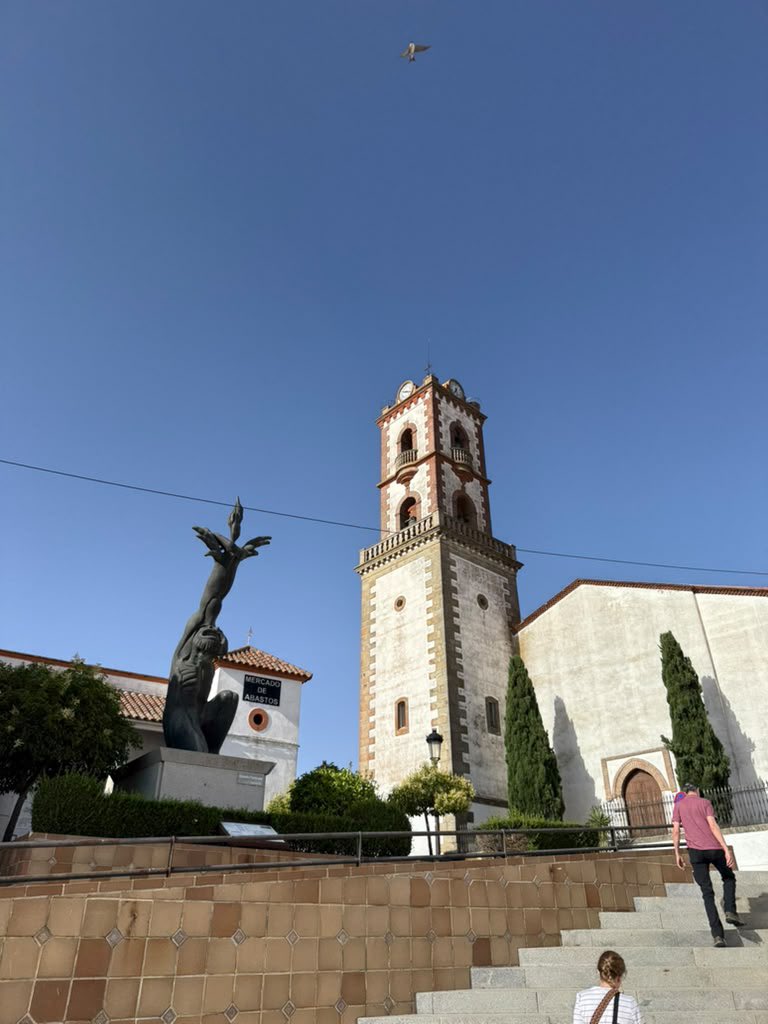 johnjenright's tweet photo. In Spain, it’s never much of a search
To find a mosque turned into a church.  
That bell tower, now so pleasantly ringing,
Was once a minaret, hauntingly singing. 
The language itself is Latin at base,
But with Arabic sprinkled all over the place, https://t.co/iN0KRh7sTn