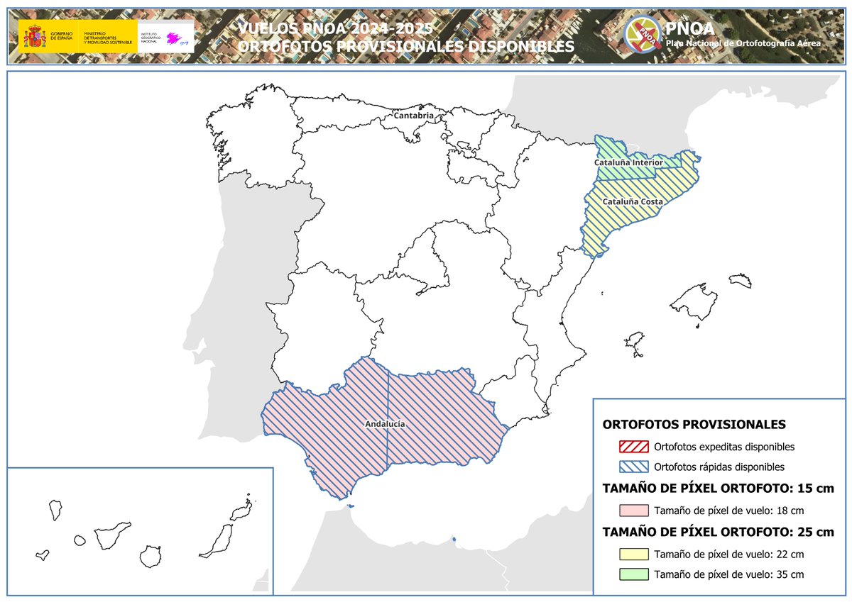 IDEESpain's tweet photo. 📢 ¡Nuevas Ortofotos Provisionales #PNOA2025! ✨

🔹Ortofotos rápidas de Andalucía oriental y Ciudad Autónoma de Melilla

⏬ Descarga: https://t.co/Rz6dI95JrP
👁️‍🗨️ Visualización: https://t.co/eZrT6g1ZuE https://t.co/Dw9y2QTdwd
