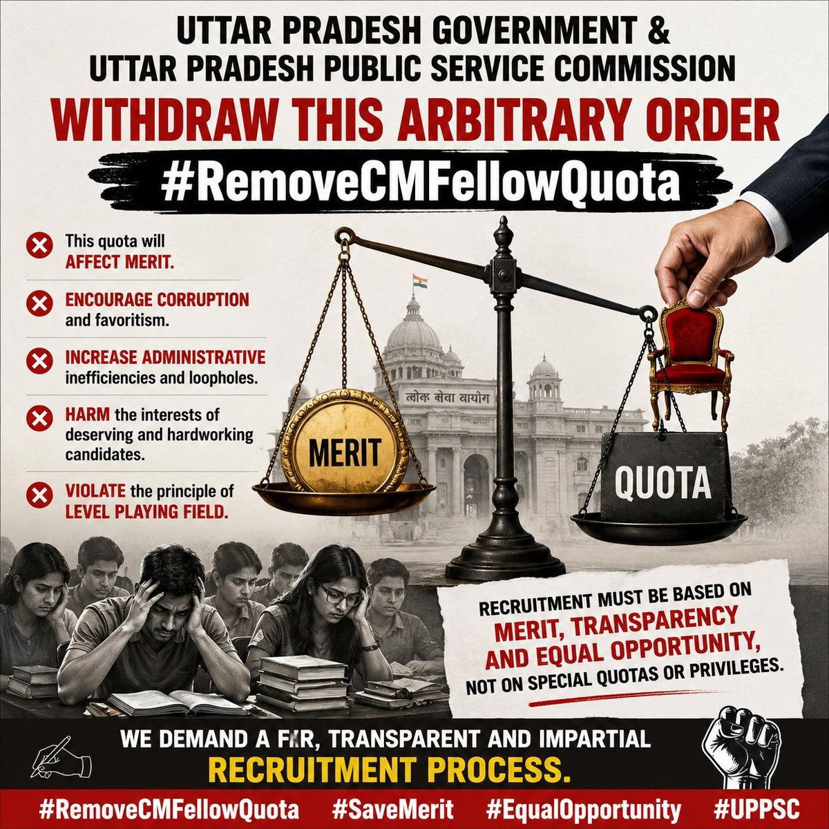 Anurag13_'s tweet photo. To @myogiadityanath 
The recent inclusion of CM FELLOWSHIP scheme in uppcs is an injustice to the hardworking aspirant,in such a cutthroat competition where 1 marks decide someone future ,awarding 8 marks for recipient of this scheme will promote corruption 
#RemoveCMFellowQuota https://t.co/dw2f7QzbWM