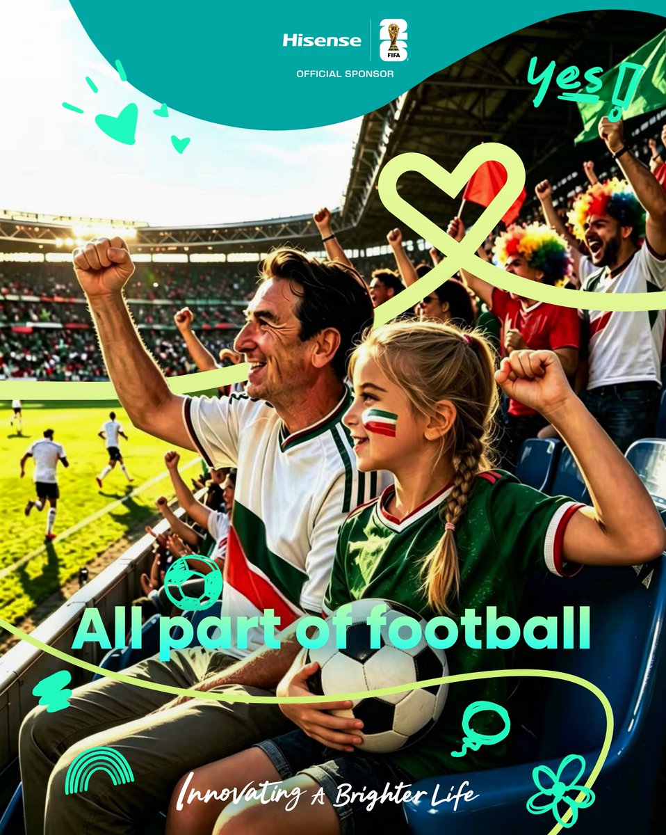 HisenseGlobal's tweet photo. For Hisense, innovation only earns that name when it reaches everyone, including the millions of neurodivergent fans for whom the brightest sporting event on earth has historically been too bright, too loud, and too overwhelming to enjoy. 
Through sensory-accessible spaces built in partnership with @FIFAWorldCup at FIFA World Cup 26™ stadiums, Hisense connects its longest-held brand belief to its most human expression yet: 
A brighter life is not a product feature. The brightest world cup belongs to every sense, in every seat.

Hisense, Innovating A Brighter Life.
FIFA World Cup, We Are 26.