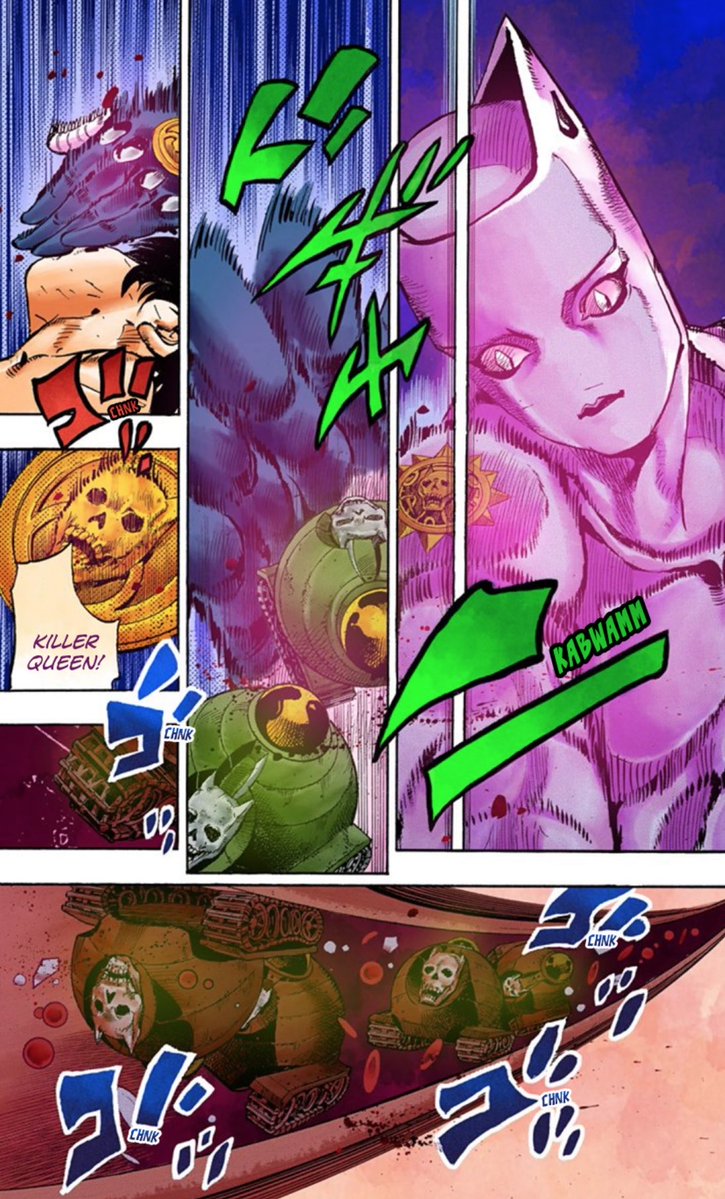 buccigang's tweet photo. wait wtf killer queen is so incredible here? I love the idea of kira using his stand for good https://t.co/1H4mfG5ZG6