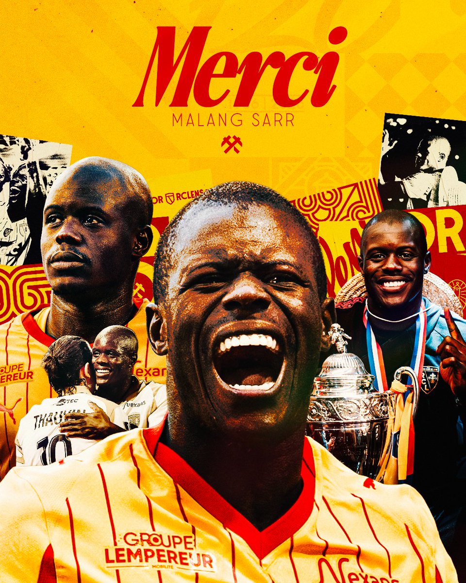 RCLens's tweet photo. 𝑴𝒆𝒓𝒄𝒊 𝑴𝒂𝒍𝒂𝒏𝒈 ❤️💛

Artisan majeur de la saison historique du Racing, Malang Sarr quitte l'Artois au terme de son contrat. Le club remercie chaleureusement le défenseur et lui souhaite le meilleur pour la suite de sa carrière. 🤝 https://t.co/NPKhY7IDdU