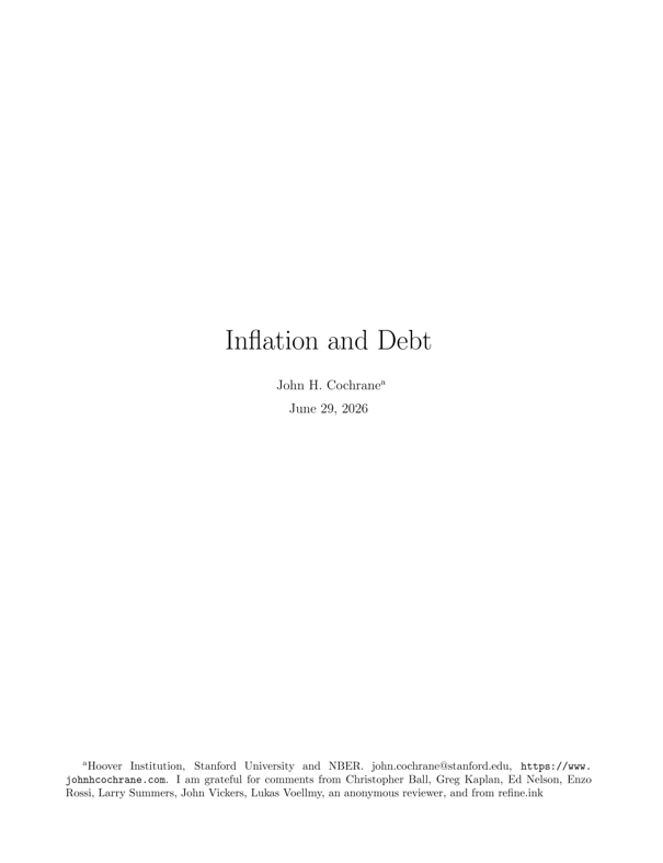 int_mon_econ's tweet photo. Thought-provoking!

"Inflation and Debt" by John H. Cochrane.

"What determines the level of prices or, equivalently, the value of money? Why do we work so hard for mere pieces of paper or, now, bits in a computer? Where does inflation come from? How can inflation be better controlled? These seem like largely settled questions, needing only elaboration of “monetary transmission mechanism” epicycles. Central bankers and policy analysts express a verbal doctrine not much changed since the 1970s. They exude an aura of technocratic expertise. In fact, we live in a moment of great uncertainty in monetary economics. The standard policy doctrine is completely at odds with the actual equations and operation of contemporary economic theory. Events befuddle theory. Low and stable inflation was a puzzle in the 2010s. The great inflation of 2020-2021 revealed that central banks have much less control and understanding of inflation than most people believed."

https://t.co/2e5fUAGksP