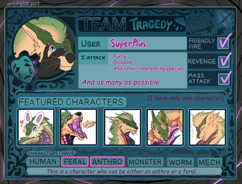 0super_plus0's tweet photo. ID Card  Art fight 2026 Tragedy
This is my first time participating in an art fight

https://t.co/6U7fiKJ8NW

#artfight #art #fight #teamcard #idcard #dragon #reptile #teamtragedy #artfight2026 #af #furry #furryart #anthro #feral #battle #digitalart https://t.co/NdlVYVNv6o