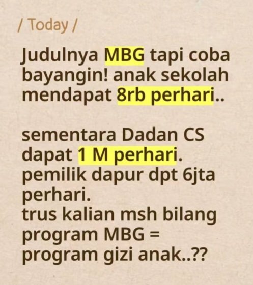 blantik_pedhet2's tweet photo. Dulu saat kampanye aku pikir yg ngelola MBG sekolah dan ibu2 sekitar sekolah, gak taunya di kelola vendor besar, sampai2 ada yg satu org  punya dapur MBG 40 titik,,
Sama sprti KopDes merput,,saat sosialisasi katanya untuk membendung maraknya rentenir berkedok koprasi,#ngik, https://t.co/iApvE2EynN