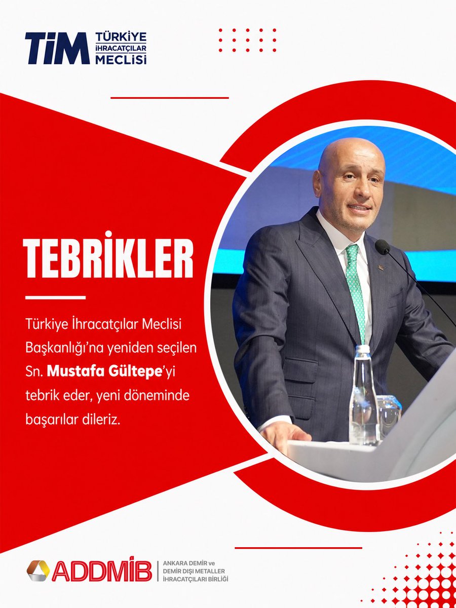 mepexofficial's tweet photo. Türkiye İhracatçılar Meclisi 33. Olağan Genel Kurulu neticesinde yeniden Başkanlık görevine seçilen Sayın Mustafa Gültepe’yi ve yeni dönem yönetimini içtenlikle kutlarız.

#ADDMİB #TürkiyeİhracatçılarMeclisi #TİM33GenelKurulu #İhracatlaYükselenTürkiye https://t.co/Om3FYu9Jcw