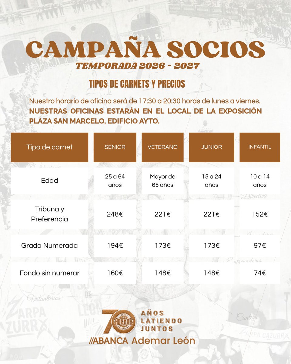 ADEMARLEON's tweet photo. 📢 ¡𝙃𝘼𝙕𝙏𝙀 𝙎𝙊𝘾𝙄𝙊!
👉🏻 Aprovecha una de las promociones y disfruta del balonmano de élite a un precio inigualable 
📌 Inscripciones en el siguiente enlace: https://t.co/AdPOlsIH52

#70AñosLatiendoJuntos

@SomosABANCA
#ademarleon #leonespaña #balonmano #Asobal https://t.co/Hc3Pme7QQB