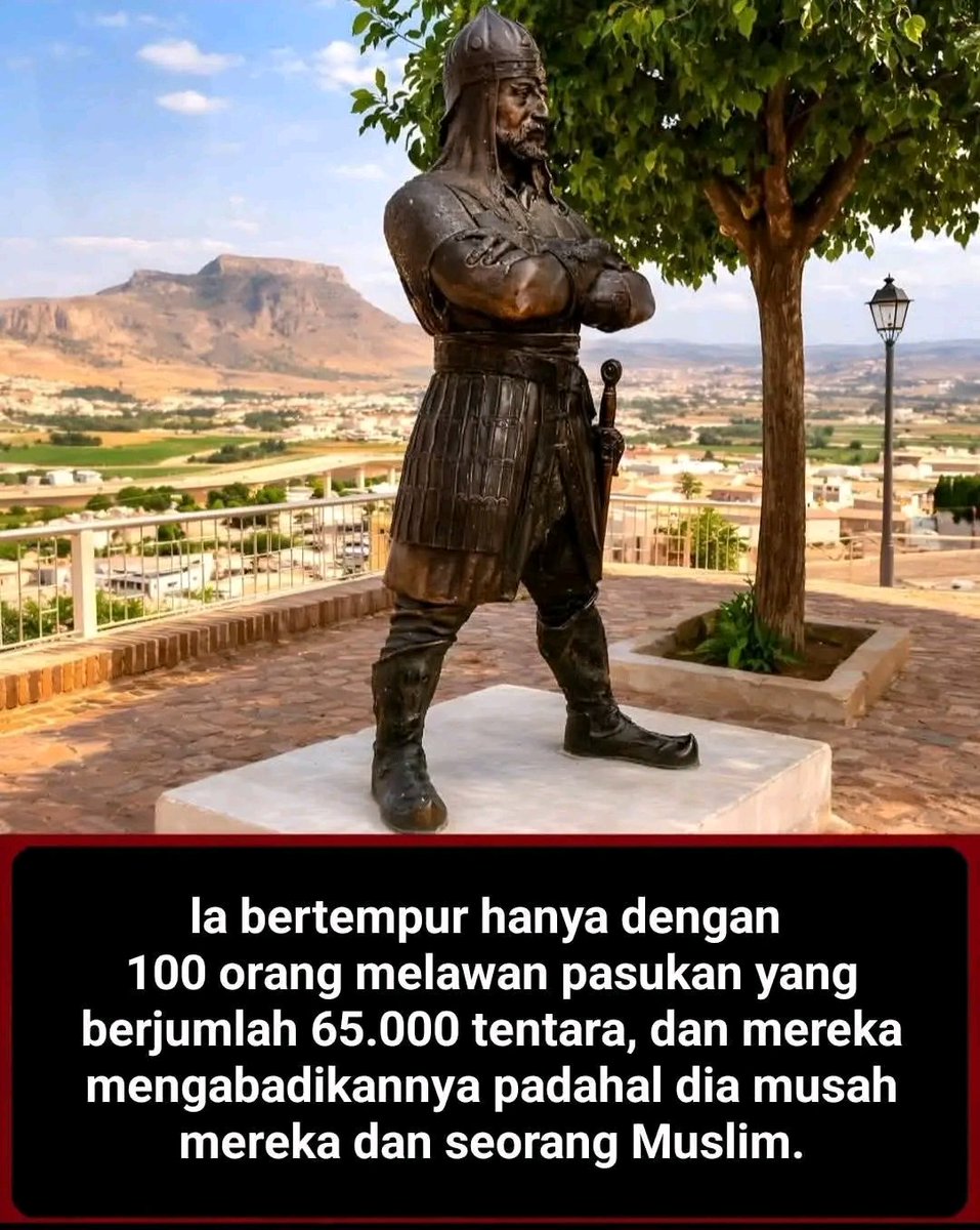 JanissaryD_Last's tweet photo. IBRAHIM ALI ATTAR

Orang-orang Spanyol sama sekali tidak pernah mengabadikan nama para penguasa Muluk ath-Thawaif — para pengkhianat Arab yang dulu membantu mereka meruntuhkan dan menduduki Andalusia. Namun uniknya, mereka justru mendirikan sebuah patung megah untuk menghormati seorang panglima Muslim yang justru bertempur habis-habisan melawan mereka!

Di kota Loja, Spanyol, berdiri tegak sebuah patung untuk mengenang panglima militer Granada yang legendaris, Ibrahim al-Attar. Ia adalah sosok ksatria yang menolak keras untuk menyerah. 

Ibrahim al-Attar pada tahun 1483 M dalam Pertempuran Lucena. Saat itu, ia memimpin sekitar 7.000 infanteri dan 700 kavaleri untuk menyerang wilayah Kristen, namun terjebak dalam taktik kepungan.

Sebuah palagan epik yang sukses membuat Ratu Isabella dan para jenderal tertingginya tercengang. Bagaimana tidak? Ibrahim al-Attar dan segelintir pasukannya menunjukkan keteguhan luar biasa, menahan gempuran pasukan raksasa.

Karena rasa hormat yang begitu mendalam, bangsa Spanyol menjulukinya sebagai "Sang Lelaki Legenda". Mereka mendirikan patungnya dan pedang legendaris Ibrahim al-Attar kini disimpan dengan aman di Museo del Ejército (Museum Militer) di kota Toledo, Spanyol.

Analisis Kebenaran Sejarah

• Sosok Ibrahim al-Attar itu Nyata: Di Spanyol, ia dikenal dengan nama Aliatar. Ia adalah Wali Kota (Gubernur) Loja, seorang pejuang kawakan, sekaligus mertua dari Sultan terakhir Granada, Abu Abdillah (Boabdil).

• Keberadaan Patung: Pemerintah kota Loja mendirikan patung perunggu Ibrahim al-Attar yang berdiri gagah di dekat reruntuhan benteng kota untuk menghormati keberaniannya menjaga kota tersebut.

• Pedang yang Terkenal: Pedang dinasti Nashrid milik Aliatar memang sangat terkenal karena keindahan seni ukirnya (berhias emas dan gading). Pedang ini berhasil direbut Spanyol setelah ia gugur.

• Dihormati dalam Sastra Spanyol: Aliatar sangat dihormati oleh musuhnya. Nama dan keberaniannya diabadikan dalam berbagai puisi kepahlawanan Spanyol kuno (romances).