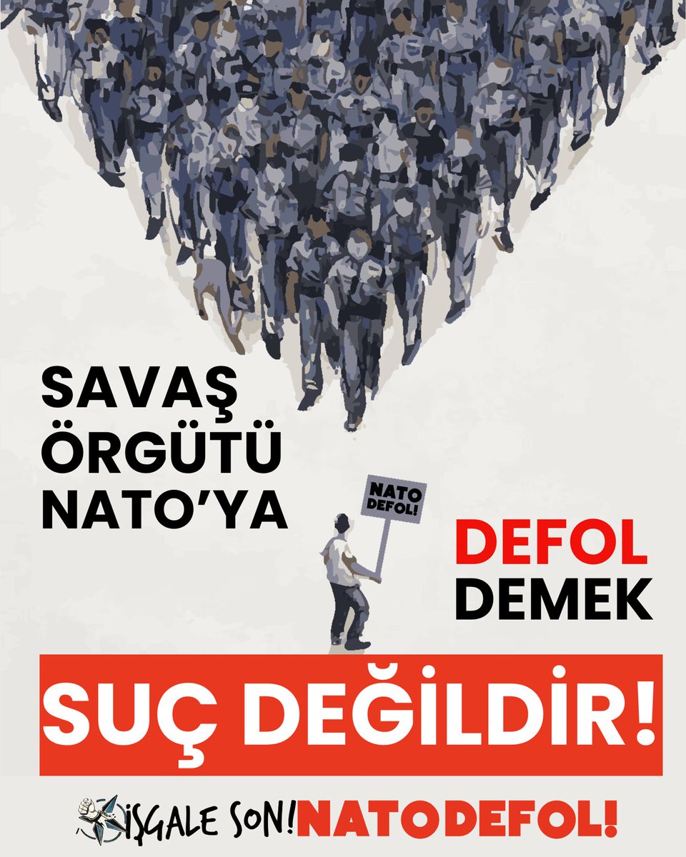 natodefoll's tweet photo. NATO DEFOL dediği için haksız yere gözaltına alınan arkadaşlarımız savcılık talimatının değişmesinin ardından serbest!

Savaş örgütü NATO'ya "defol" demek suç değildir! Dolmabahçe'de NATO'yu bu topraklarda neden istemediğimizi gösterdik, biz varsak sömürgecilere huzur yok demiştik. 

İŞGALE SON | NATO DEFOL