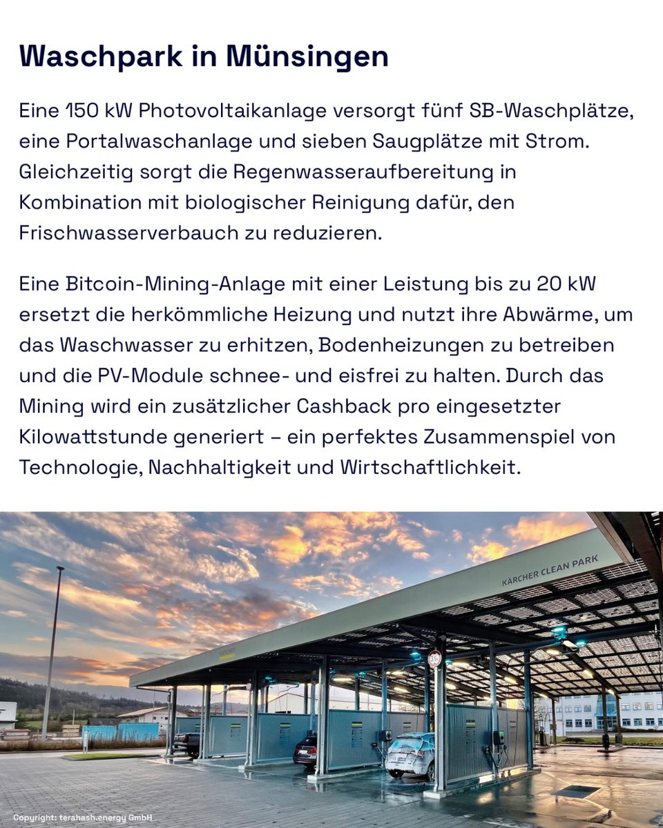 terahash_space's tweet photo. 🚀 Innovative Kundenprojekte bei terahash – Wenn Energie, Technologie und Bitcoin clever zusammenarbeiten

Entdecken Sie, wie Unternehmen aus unterschiedlichen Branchen ihre Energieinfrastruktur auf das nächste Level heben: Mit Bitcoin-Mining als smarten Baustein für mehr Effizienz, Nachhaltigkeit und zusätzliche Einnahmen.

Von der Gewürzfabrik in München, die PV-Überschussstrom und Abwärme optimal nutzt, über den modernen Waschpark in Münsingen bis hin zum großen Energiepark der Kläger Group – diese Projekte zeigen live, was möglich ist, wenn man erneuerbare Energien intelligent mit hochmodernen Rechenzentren kombiniert.

Mehr Eigenverbrauch. Weniger fossile Energieträger. Zusätzlicher Cashflow.

Möchten Sie auch Ihre Energieanlage zukunftssicher machen und Bitcoin-Mining als strategischen Vorteil einsetzen?

👉 Schauen Sie sich die spannenden Referenzen über den Link im Kommentar an.

Wir unterstützen Sie bei Managed Mining, Anlagenbau und der strategischen Integration – von der Idee bis zur Umsetzung.

Fragen? Schreiben Sie uns gerne eine Nachricht! 💬